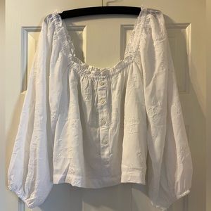BNWT white embroidered off-shoulder top American Eagle